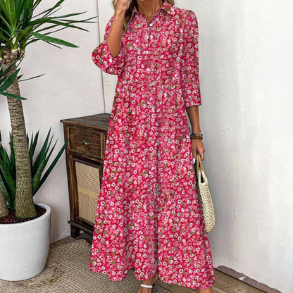 Summer Red Floral Dress