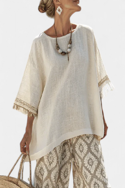 Complete Boho Chic Daisy: Long Shirt and Printed Pants for a Unique Style