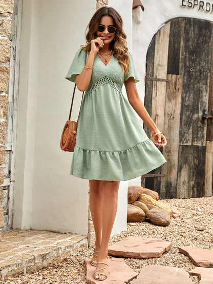 Simple and stylish dress with V-neck