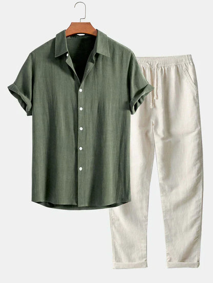 Booker – Linen Blend Shirt with Straight Pants