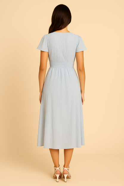 SOHO | Women's Maxi Dress Airy-Light with Button Placket and Puff Sleeves
