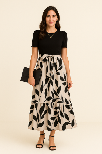 SOHO | Summer Women's Maxi Dress with Puff Sleeves and Tailored Fit