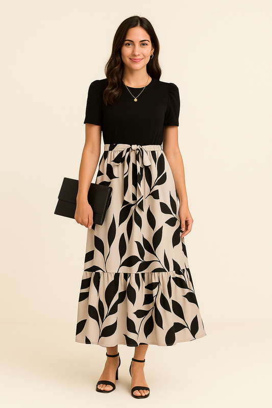 SOHO | Summer Women's Maxi Dress with Puff Sleeves and Tailored Fit