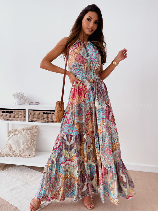 Backless Dress with Floral Print