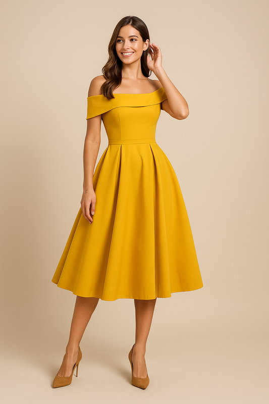 SOHO | Women's Off-Shoulder A-Line Dress, Breathable and Stylish