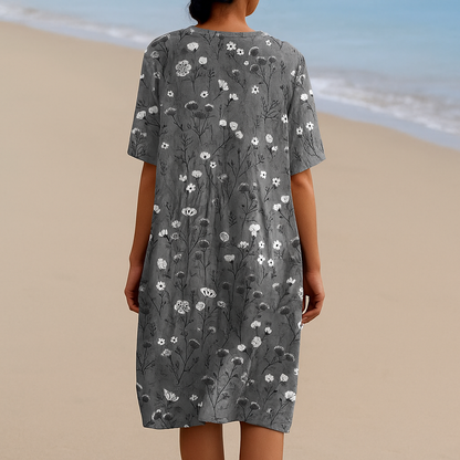 NOÉMIE | Gray Dress with White Flowers