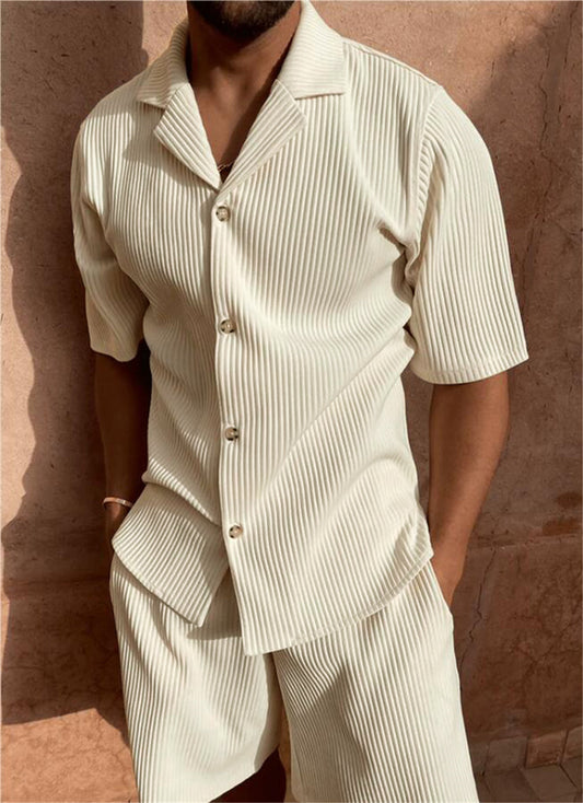 Leonardo Cord Shirt with Short Sleeves and Shorts Set