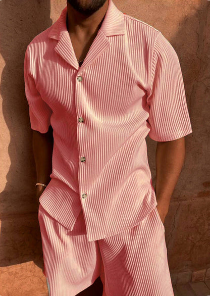 Leonardo Cord Shirt with Short Sleeves and Shorts Set