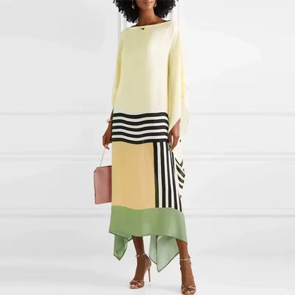 Susan Striped Patchwork Dress with Print