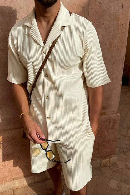Leonardo Cord Shirt with Short Sleeves and Shorts Set