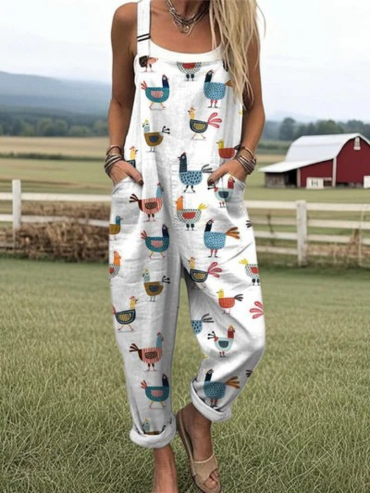 Tilda | Chicken Print Overalls