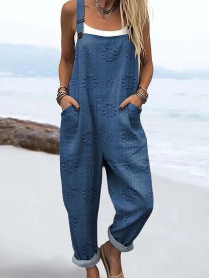 Petra | Floral Dungarees with Dots