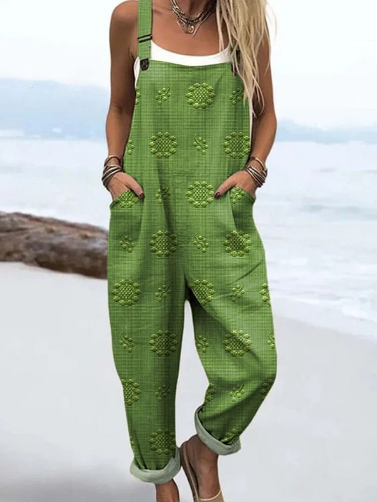 Petra | Floral Dungarees with Dots