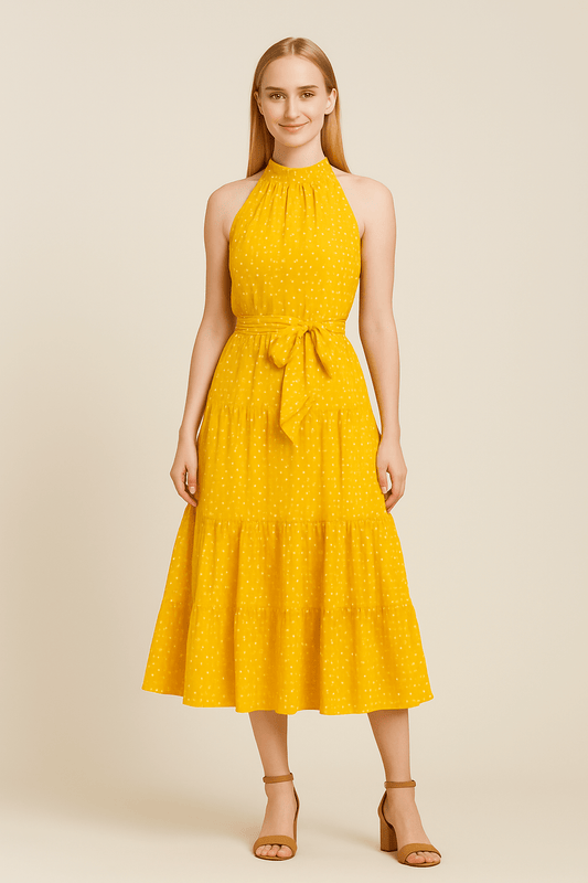 SOHO | Festive, breathable women's maxi dress with polka dot pattern