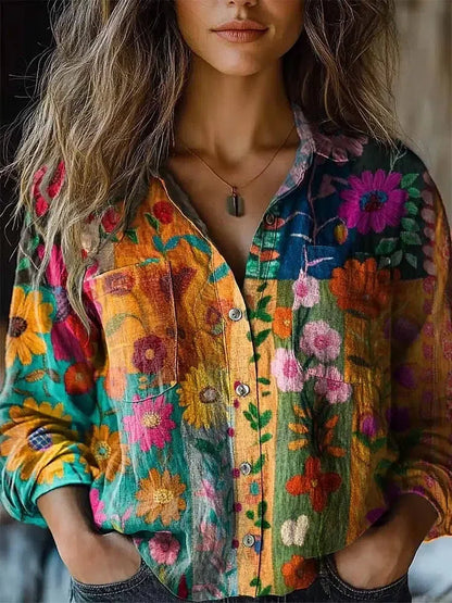 Flower Harmony Long Sleeve Blouse