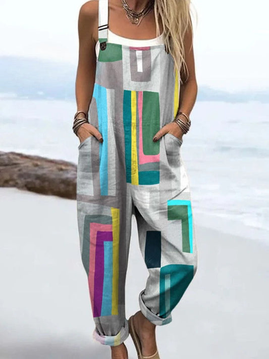 Agnès | Graphic Blocks Overalls