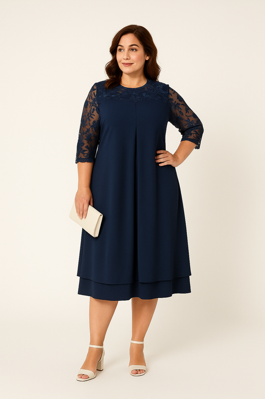 SOHO | Festive Women's A-Line Knee-Length Dress with Half Sleeves
