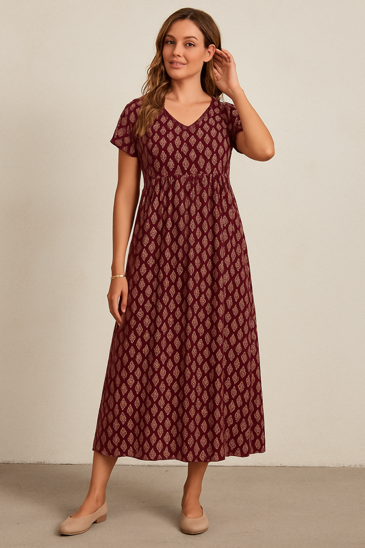 SOHO | Women's Maxi Dress with V-Neck and Empire Waist, Airy & Light
