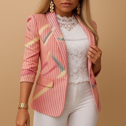 Rive™ | Elegant Women's Blazer with Bright Print and Shawl Collar