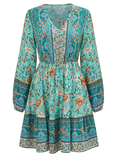 Long-Sleeved Printed Dress