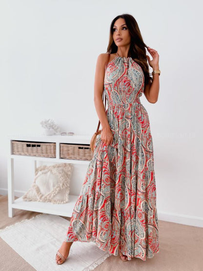 Backless Dress with Floral Print