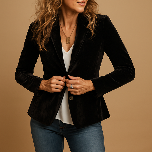 Rive™ | Retro Slim Fit Blazer with Lapels and Pockets for Women