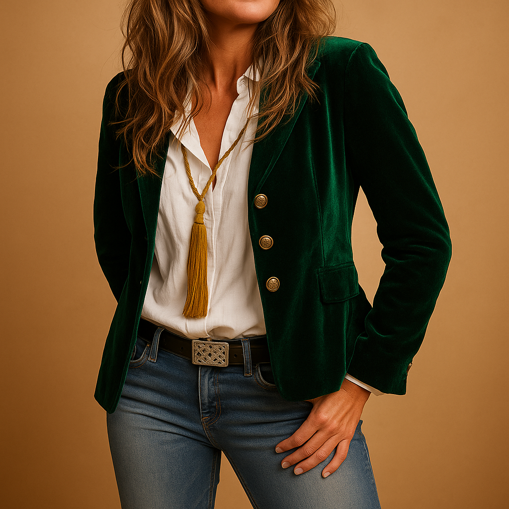 Rive™ | Retro Slim Fit Blazer with Lapels and Pockets for Women