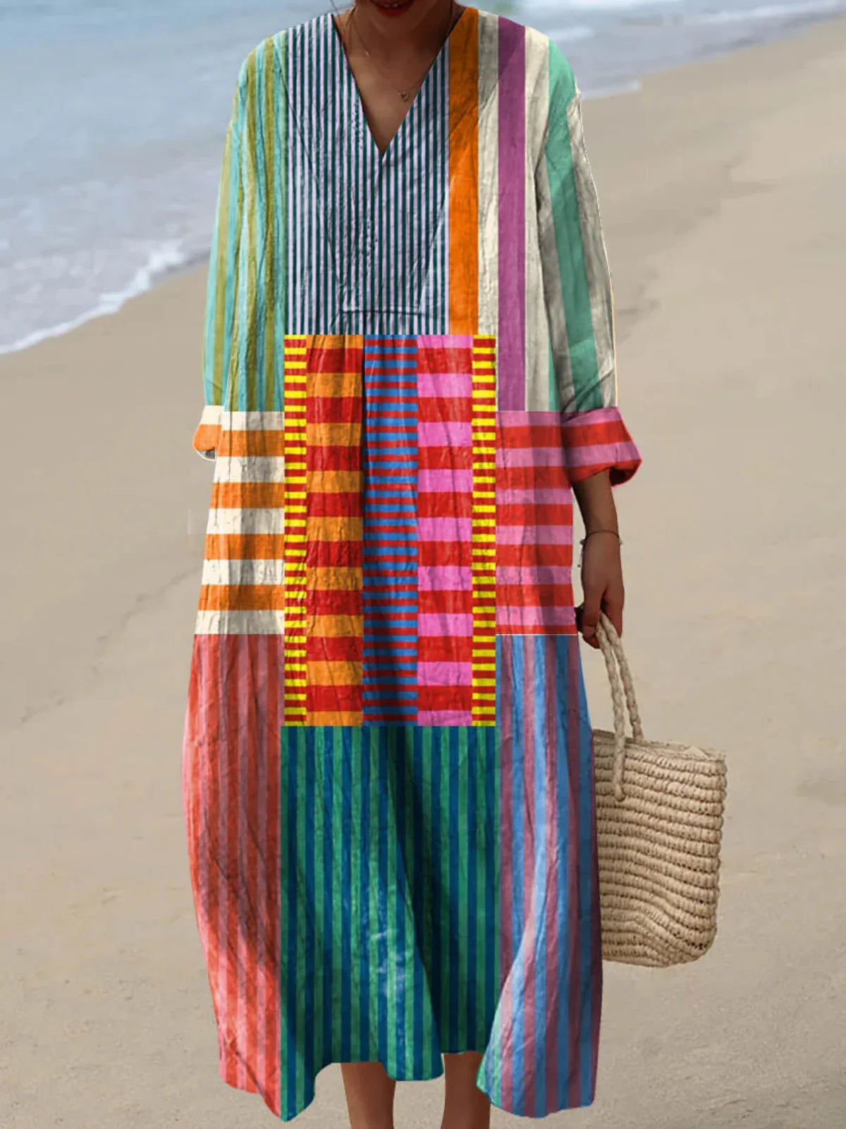 Inaya | Multicolored Long Patchwork Dress
