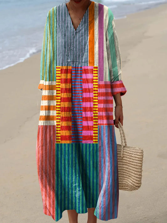Inaya | Multicolored Long Patchwork Dress